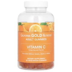 California Gold Nutrition, витамин C, апельсиновый вкус, без желатина, 90 жевательных таблеток